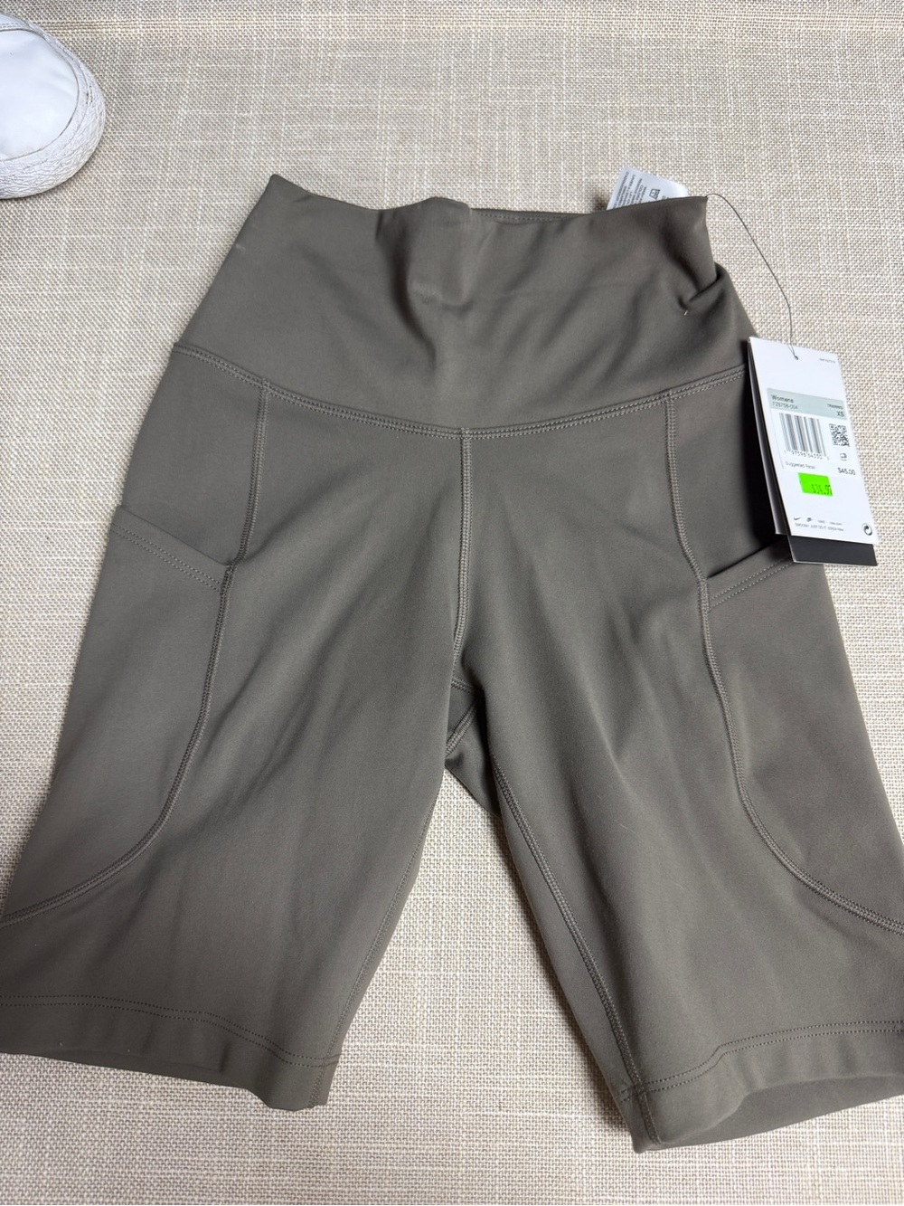 Nike Olive Green Women’s Bike Shorts with Pockets NWT